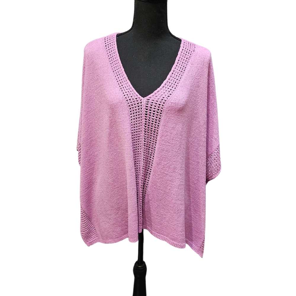 Chico's Light Purple Acrylic Knit Poncho Sweater With Cutout Design Size S/M